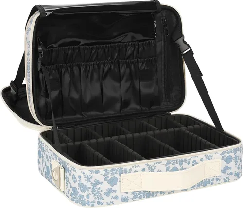 Vista 21 de Relavel Estuche de maquillaje grande para maquillaje, estuche de tren profesional de 16.5 pulgadas, organizador de cosméticos de viaje, soporte
