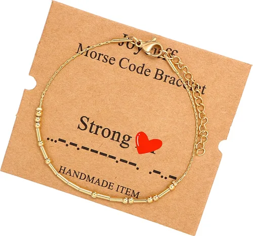 Vista 244 de JoycuFF Pulseras inspiradoras de código morse para mujeres, cuentas de plata, joyería con mantra de motivación, regalos para ella