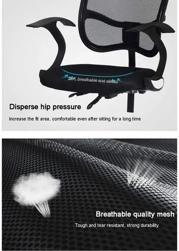 Vista 4 de Silla de oficina de malla transpirable con soporte lumbar ergonómico ajustable, silla de escritorio giratoria con ajustable