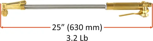 Vista 2 de SÜA Antorcha de corte recto resistente de 25 pulgadas con cabezal de 90° + reguladores + punta + pararrayos + manguera de 25 pies - compatible