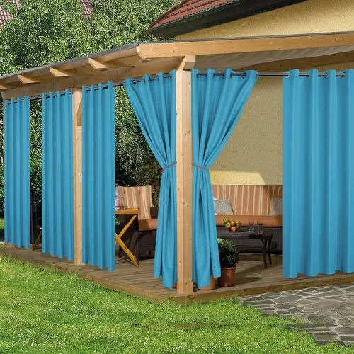 Vista 28 de HolidayIdeas Cortinas impermeables para patio, 4 paneles, 54 x 84 pulgadas, protección de privacidad y filtrado de luz, cortinas exteriores con Negro