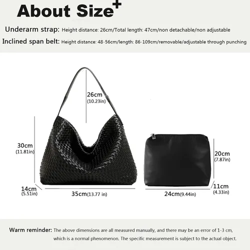 Vista 3 de Bolso Boston para mujer, bolso tejido de cuero vegano, bolso de mensajero para mujer, bolso cruzado de hombro de moda, casual hobo