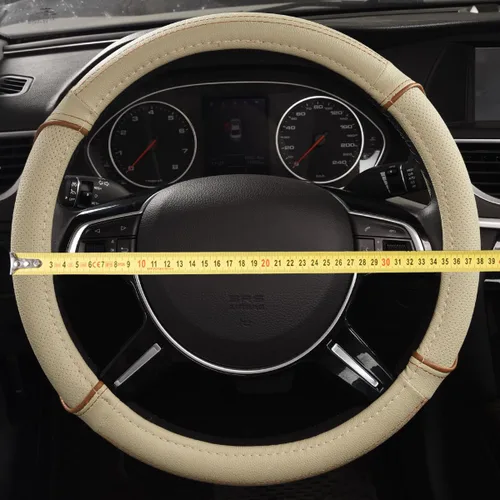 Vista 6 de CAR PASS cobertor de volante de piel de lujo de línea de conducción universal, Beige