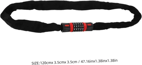 Vista 2 de Healifty Carbon Steel Bike Chain Lock Digit Password Anti-Theft Security for Bicycle Mountain Bike Electric Scooter and Portable Lock for Outdoor