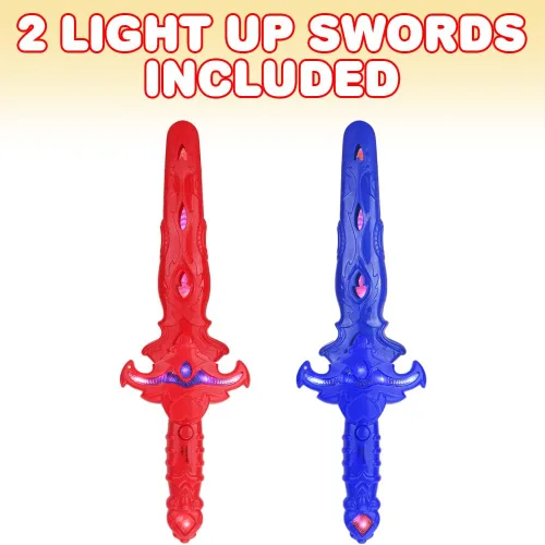 Vista 2 de ArtCreativity Espadas de juguete iluminadas con sonidos, juego de juguetes LED con fundas extraíbles, espadas de plástico, accesorios de disfraz