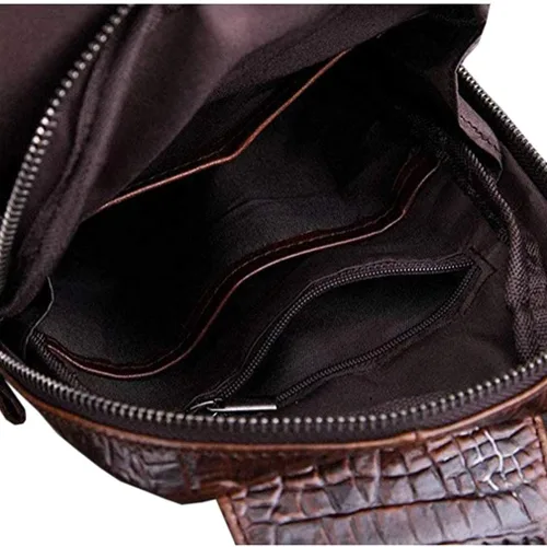 Vista 5 de Mochila estilo bandolera de piel para hombres y mujeres bandolera de hombro al pecho mochila de uso diario para viajes al aire libre campamento