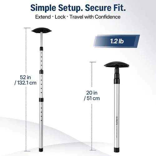 Vista 5 de Poste de soporte para bolsa de viaje de golf, brazo rígido telescópico de aleación de aluminio de 4 secciones, protector ligero de club de 1.2