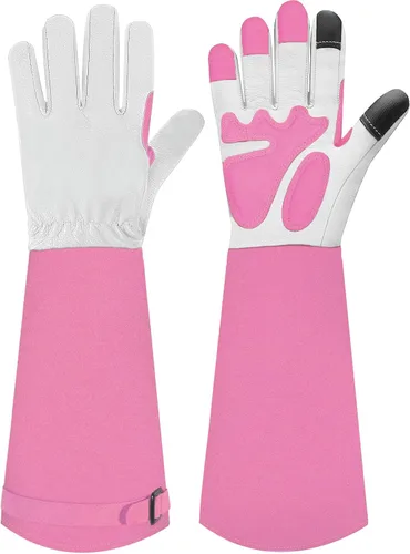 Vista 8 de Guantes largos de jardinería para mujeres/hombres, guantes de poda de rosas a prueba de espinas, guantelete resistente, el mejor regalo de jardín