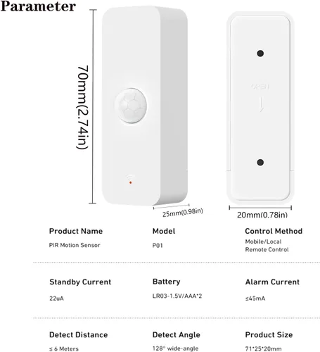 Vista 7 de Sensor de movimiento PIR inteligente: detector de movimiento WiFi con alertas de notificación de aplicaciones, sensor de contacto inalámbrico