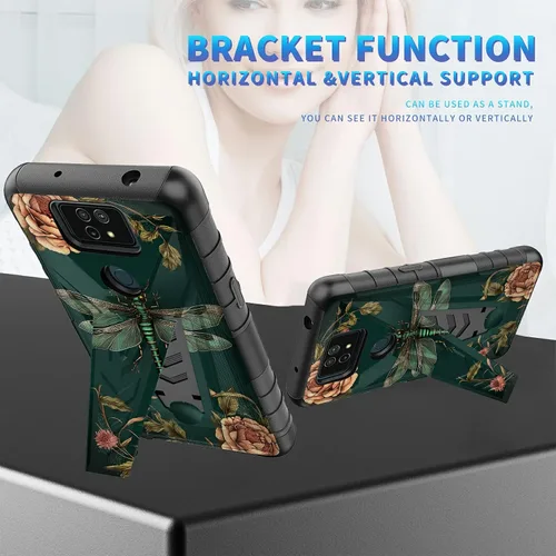 Vista 213 de Funda para AT&T Maestro Max 2021/Cricket Ovation 2 con protector de pantalla de vidrio templado, funda resistente con función atril integrada