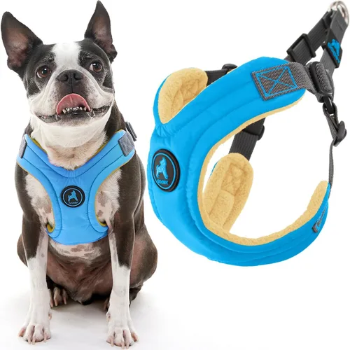 Vista 12 de Arnés de goma espuma con memoria Gooby Escape Free - Azul, pequeño - Arnés para perros sin tirón, de entrada fácil, con ajuste de cuatro puntos