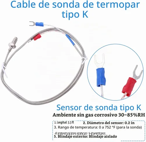 Vista 3 de Kit de controlador de temperatura PID LED REX-C100 con 40A SSR K Tipo Sensor de sonda AC 110V-240V 32.0 °F~2,372.0 °F Función de alarma para equipos
