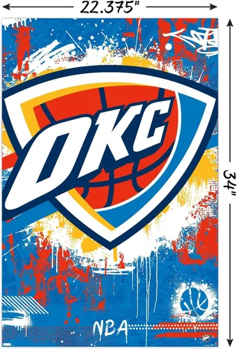 Vista 3 de NBA Oklahoma City Thunder - Póster de pared con logotipo Maximalist 23