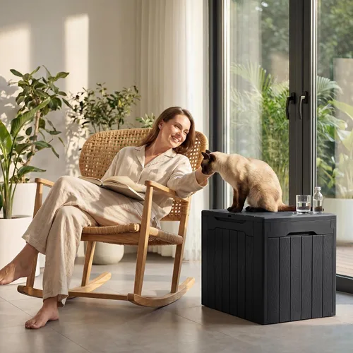 Vista 4 de Devoko Caja de cubierta de 29 galones, caja de almacenamiento al aire libre de resina impermeable Bloqueable y resistente a los rayos UV