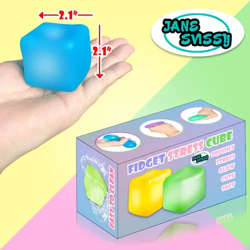 Vista 2 de 2 Cubos Antiestrés que Brillan en la Oscuridad, Fidgets para Adolescentes, Adultos, Niños, Juguete Súper Sólido Aplastable, Juguetes para Apretar