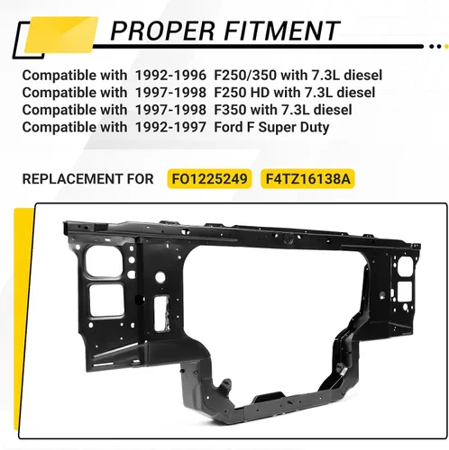 Vista 2 de KUAFU Soporte para Radiador Compatible con Ford F250 F350 F Super Duty 7.3 Diesel de 1992-1998 Reemplazo para FO1225249 F4TZ16138A de Acero