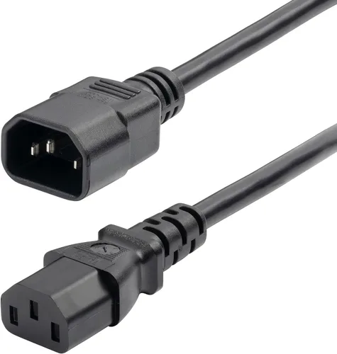 Vista 5 de StarTech Cable de extensión de alimentación de 1 pie, C14 a C13, 10A 125V, 18AWG, extensión de cable de alimentación de computadora, IEC-320-C14 a