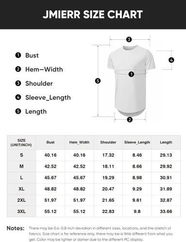 Vista 6 de JMIERR Paquete de 3 camisetas de algodón Hipster Hip Hop de cuello redondo para hombre