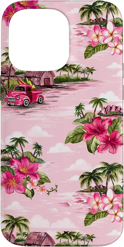 Vista 19 de Funda para iPhone 11 Tropical Hibiscus Island Palm Tree Rockabilly Surfer Beach