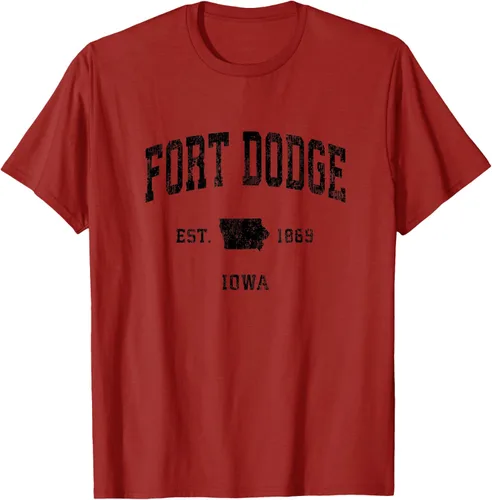 Vista 17 de Fort Dodge Iowa IA - Camiseta deportiva clásica negra con diseño deportivo, Gris