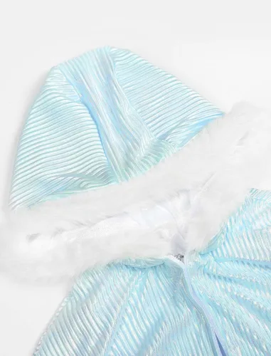 Vista 8 de Elsa - Disfraz de Elsa para niña, capa con capucha, vestido de princesa de Frozen para cosplay