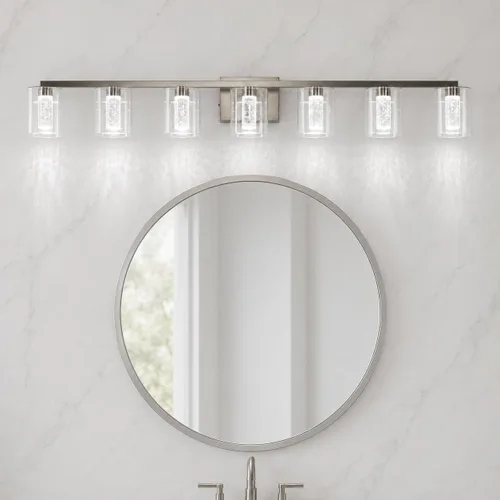 Vista 12 de Lámparas de tocador de baño sobre espejo, revestimiento de acabado dorado cepillado, luces de tocador, apliques de pared para baño Bathroom Light