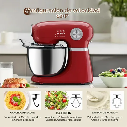 Vista 2 de Electactic - Mezclador de pie con 12 velocidades, mezclador eléctrico de 5.3 cuartos con cabezal inclinable, mezclador de cocina para uso diario
