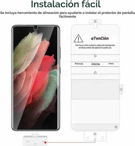 Vista 7 de TAURI Diseñado para Samsung Galaxy S21 Ultra 5G de 6.8 pulgadas, protector de pantalla de privacidad de película de TPU flexible + protector de Negro