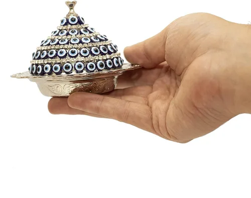 Vista 5 de Alisveristime Evil Eye - Azucarero de aleación de zinc con tapa (plata)