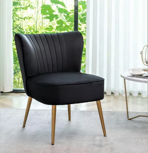 Vista 16 de Container Furniture Direct Silla moderna de terciopelo para sala de estar, dormitorio o entrada, diseño elegante y cómodo sin brazos con patas
