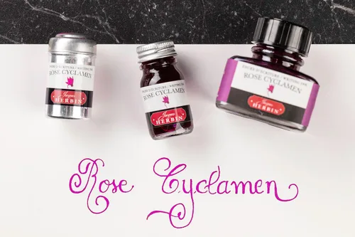 Vista 8 de Herbin - Tinta para pluma estilográfica embotellada, 0.3 fl oz, color rosa ciclamen Cyclamen