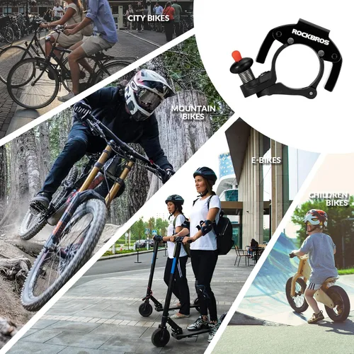 Vista 6 de ROCKBROS Campanas de bicicleta Campanas MTB ocultas Campanas de bicicleta para manillares de 22.2mm, más de 100dB, timbre de sonido claro y largo