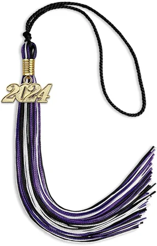 Vista 35 de Endea Graduation Borla mixta de triple color con gota de fecha dorada (negro/dorado/blanco, 2021)