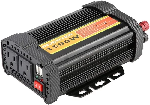 Vista 5 de Qiilu Inversor de corriente para automóvil de 1500 W, 12 V CC a 110 V CA, 1500 W, compatible con automóvil, negro, 1 paquete