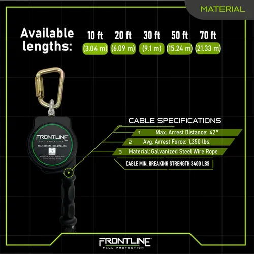 Vista 4 de Frontline RPG10' Cable SRL con extremo de gancho de presión de acero Cable de acero galvanizado de 3/16 pulgadas Ligero, duradero Ojo