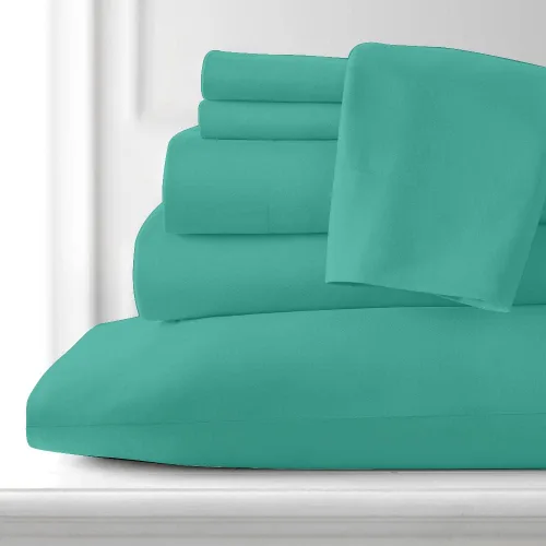 Vista 2 de Luxury Home Hotel Collection - Juego de sábanas de rayón derivado de bambú, 6 piezas, Queen, menta