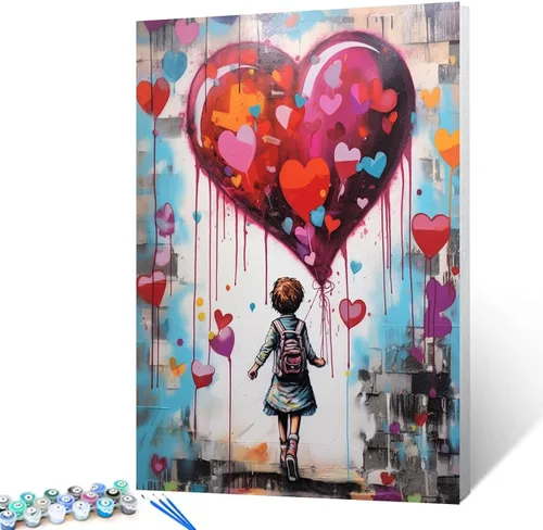 Vista 28 de Tucocoo Pintura de globos coloridos por números para adultos, kits de pintura al óleo digital sobre lienzo con pinceles y pigmento acrílico, arte