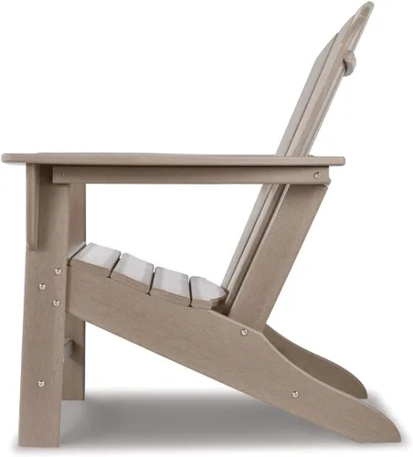 Vista 5 de Diseño de autor por Ashley - Silla para patio exterior Sundown Treasure Adirondack de HDPE, color marrón claro