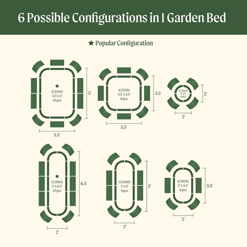 Vista 3 de Kits de cama de jardín elevada de Vego Garden Aluzinc, cama de plantación elevada de metal modular de 17" de alto, 6 en 1 para verduras, flores