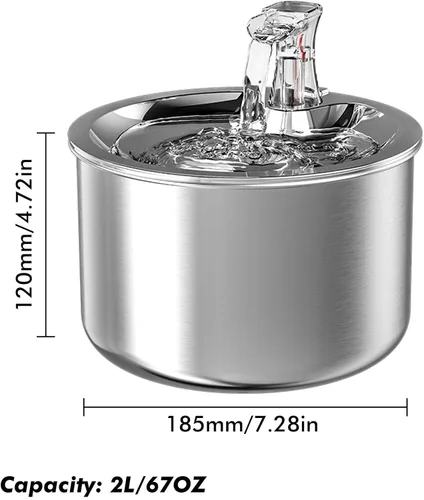 Vista 5 de Fuente de agua de acero inoxidable para gatos, fuente de acero inoxidable 304, cuenco de agua circulante para gatos, fácil de usar para gatos