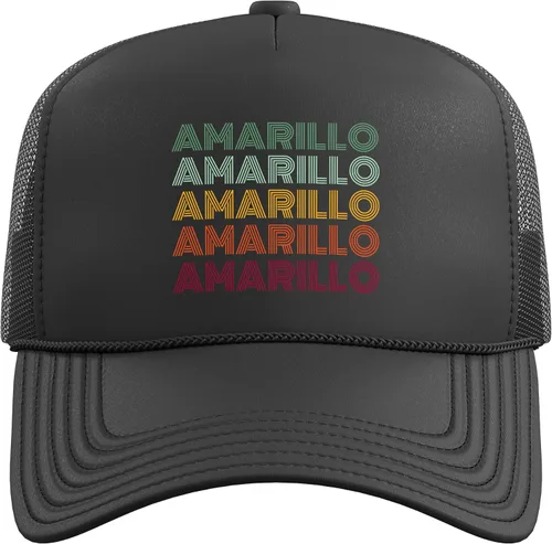 Vista 2 de Amarillo City Texas Retro Repeating Text Trucker Hat with Adjustable Mesh Back