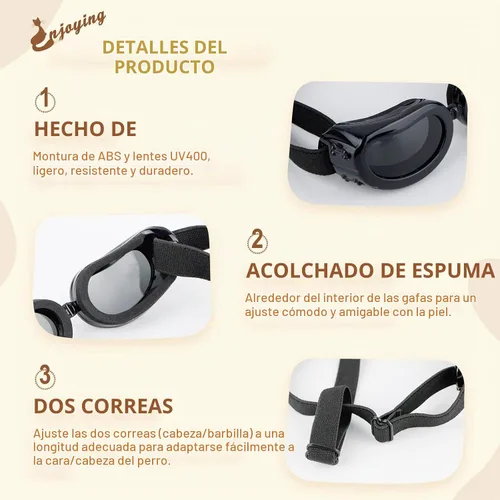 Vista 4 de Antiparras anteojos de sol para gatos o perros pequeños, Negro Negro clásico