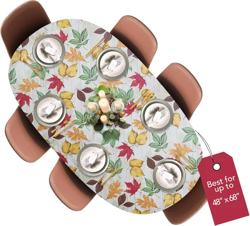 Vista 55 de LAMINET Mantel elástico ajustable para mesa, medallón grande, redondo, se adapta a mesas de hasta 45 a 56 pulgadas de diámetro Medallion