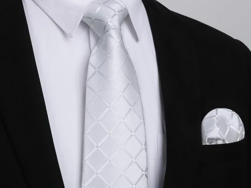 Vista 7 de HISDERN Conjunto de corbata a cuadros a cuadros pañuelo tejido clásico formal para hombre corbata y bolsillo cuadrado