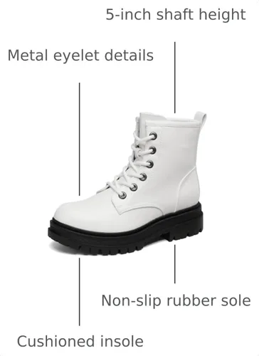 Vista 3 de DREAM PAIRS Botas de tobillo con cordones para mujer,Fuerte Blanco