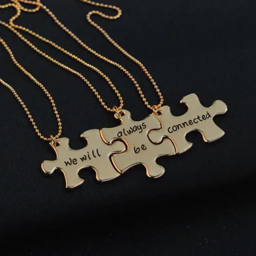 Vista 3 de Meiligo Fashion 3 unidades amigos por siempre, aleación de regalo, siempre estaremos conectados, collar rompecabezas, para perros, con letra