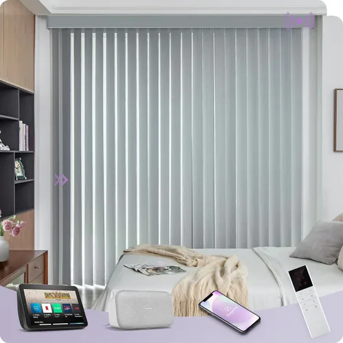 Vista 9 de Graywind Persianas verticales transparentes motorizadas compatibles con Alexa Google, cortinas transparentes inteligentes de privacidad, filtrado