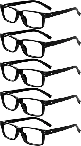 Vista 17 de Eyekepper Gafas de Lectura Vintage para Hombre - 3 Pares Negros y 2 Pares Azules - Gafas Clásicas con Bisagra de Resorte +0.00 3 negro 2 azul