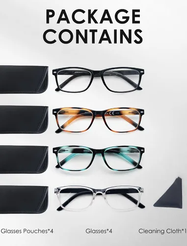 Vista 7 de HEEYYOK Readers For Wome Reading Glasses Womem For Small Face Square Cheaters Reading Glasses Womens Lightweight 4-Pack