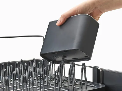 Vista 2 de Joseph Joseph Escurridor extensible de platos con dos piezas, acero inoxidable, antiarañazos, escurridor de utensilios móvil y boquilla de drenaje